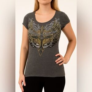 Harley-Davidson Graphic Wing Tee with Mesh Draped Back – Size Small